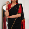 Embellished Black Cotton Silk Saree With Ethereal Blouse Piece