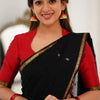 Embellished Black Cotton Silk Saree With Ethereal Blouse Piece