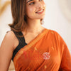 Sophisticated Orange Cotton Silk Saree With Elegant Blouse Piece
