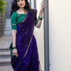 Traditional Purple Cotton Silk Saree With Verdant Blouse Piece