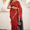 Stunning Red Cotton Silk Saree With Elegant Blouse Piece