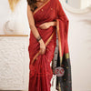Stunning Red Cotton Silk Saree With Elegant Blouse Piece