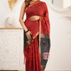 Stunning Red Cotton Silk Saree With Elegant Blouse Piece