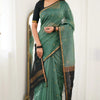Vibrant Sea Green Cotton Silk Saree With Inimitable Blouse Piece