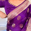 Classy Purple Soft Silk Saree With Marvellous Blouse Piece