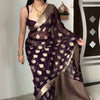 Whimsical 1-Minute Ready To Wear Dark Purple Cotton Silk Saree