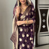 Whimsical 1-Minute Ready To Wear Dark Purple Cotton Silk Saree