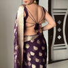 Whimsical 1-Minute Ready To Wear Dark Purple Cotton Silk Saree