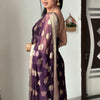 Whimsical 1-Minute Ready To Wear Dark Purple Cotton Silk Saree