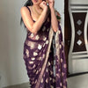 Whimsical 1-Minute Ready To Wear Dark Purple Cotton Silk Saree