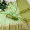 Comely Pista Orgenza Silk Saree With Conflate Blouse Piece