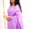 Ephemeral Lavendor Cotton Silk Saree With Artistic Blouse Piece