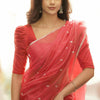 Pretty Red Cotton Silk Saree With Charming Blouse Piece