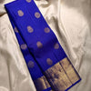 Chatoyant Royal Blue Soft Silk Saree With Embrocation Blouse Piece