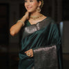 Gratifying Dark Green Soft Silk Saree With Attractive Blouse Piece