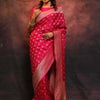 Lovely Dark Pink Soft Silk Saree With Invaluable Blouse Piece