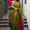 Sizzling Green Soft Silk Saree With Glowing Blouse Piece