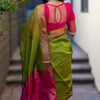 Sizzling Green Soft Silk Saree With Glowing Blouse Piece