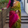 Sizzling Green Soft Silk Saree With Glowing Blouse Piece