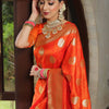 Classy Orange Soft Silk Saree With Unique Blouse Piece
