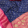 Rhapsodic Navy Blue Digital Printed Dola Silk Saree With Whimsical Blouse Piece