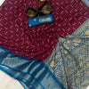 Fugacious Wine Digital Printed Dola Silk Saree With Palimpsest Blouse Piece