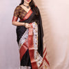 Elision Black Digital Printed Dola Silk Saree With Bucolic Blouse Piece