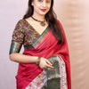 Majestic Dark Pink Digital Printed Dola Silk Saree With Fugacious Blouse Piece
