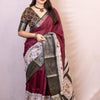 Proficient Wine Digital Printed Dola Silk Saree With Whimsical Blouse Piece
