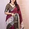 Proficient Wine Digital Printed Dola Silk Saree With Whimsical Blouse Piece