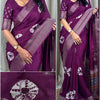 Woebegone Purple Digital Printed Dola Silk Saree With Incredible Blouse Piece