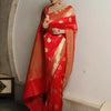 Fairytale Red Soft Silk Saree With Ailurophile Blouse Piece