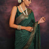 Radiant Dark Green Soft Silk Saree With Exquisite Blouse Piece
