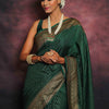 Radiant Dark Green Soft Silk Saree With Exquisite Blouse Piece