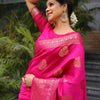 Outstanding Dark Pink Soft Silk Saree With Demanding Blouse Piece