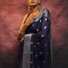 Pretty Navy Blue Soft Silk Saree With Adorning Blouse Piece
