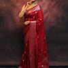 Appealing Red Soft Silk Saree With Blooming Blouse Piece
