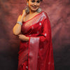 Appealing Red Soft Silk Saree With Blooming Blouse Piece