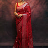 Appealing Red Soft Silk Saree With Blooming Blouse Piece