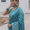 Extraordinary Firozi Soft Silk Saree With Lovely Blouse Piece