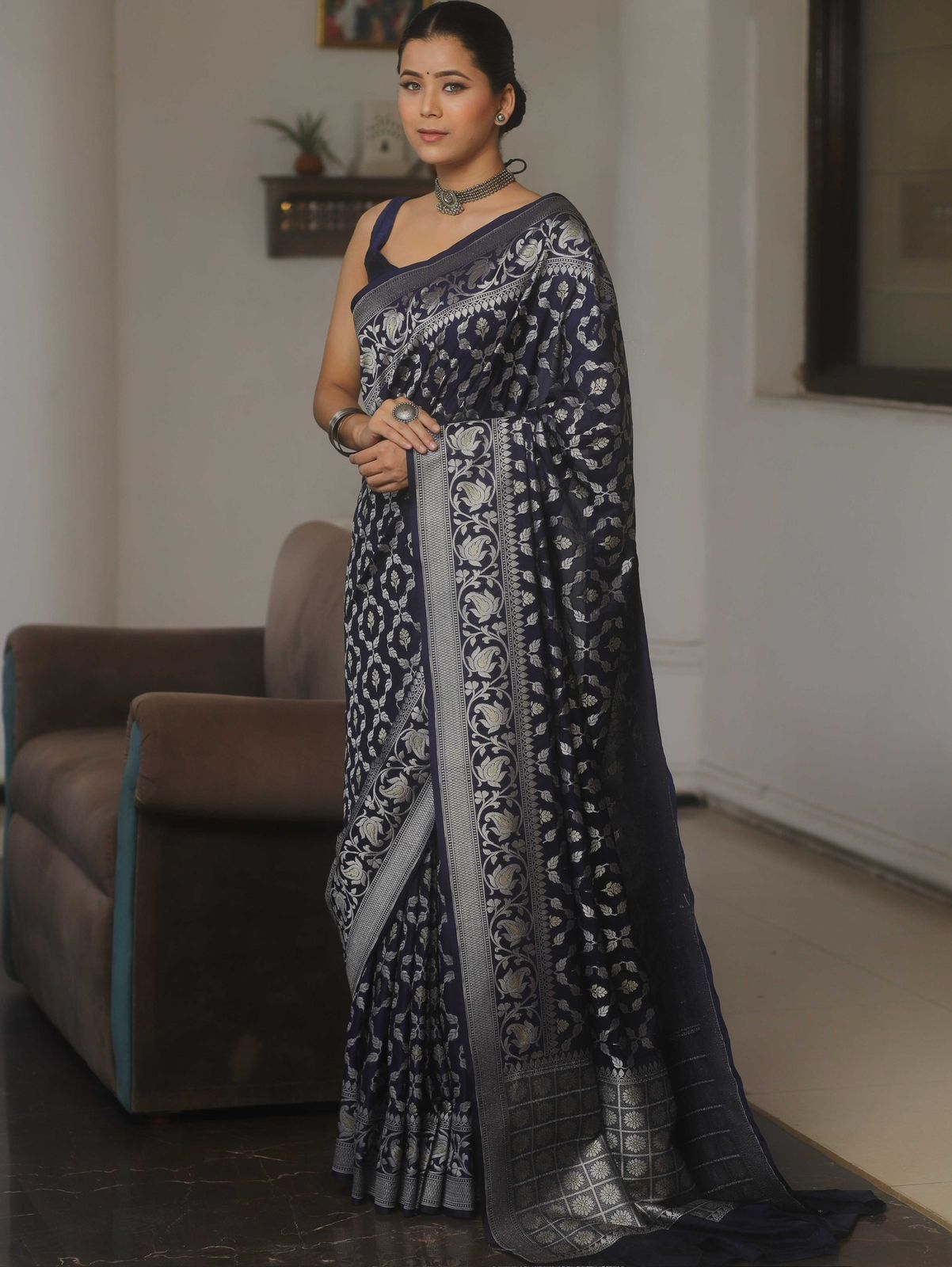 Phenomenal Navy Blue Soft Silk Saree With Demanding Blouse Piece