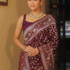 Fancifull Wine Soft Silk Saree With Classic Blouse Piece