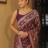 Fancifull Wine Soft Silk Saree With Classic Blouse Piece