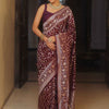Fancifull Wine Soft Silk Saree With Classic Blouse Piece