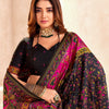 Tantalizing Black Nylon Dola Pashmina Saree With Beauteous Blouse Piece