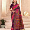 Prominent Purple Nylon Dola Pashmina Saree With Entrancing Blouse Piece