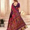 Prominent Purple Nylon Dola Pashmina Saree With Entrancing Blouse Piece