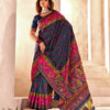 Refreshing Rama Nylon Dola Pashmina Saree With Scrumptious Blouse Piece