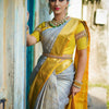 Jazzy Off White Soft Silk Saree With Adorning Blouse Piece
