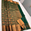 Intricate Dark Green Soft Silk Saree With Glorious Blouse Piece
